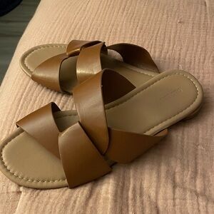 Old Navy Brown Cross-Strap Sandals